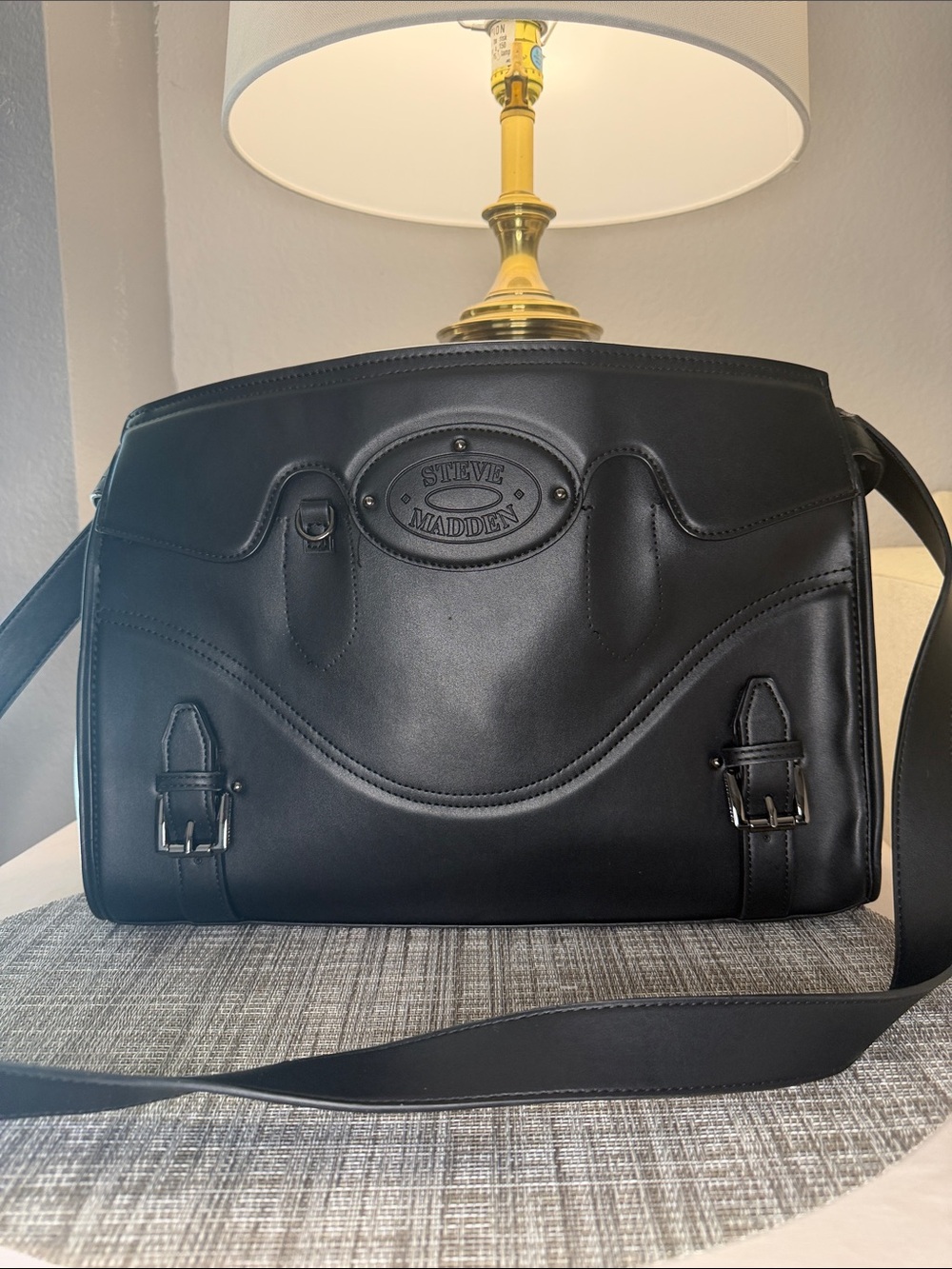 Steve Madden Black Messenger Satchel
